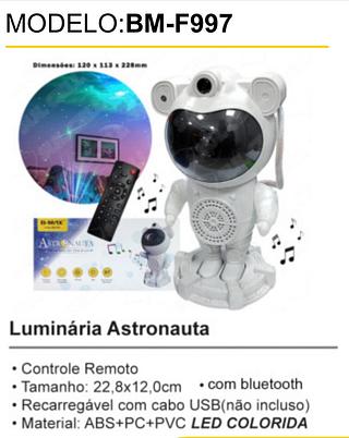 luminaria astronauta com cx de blutu