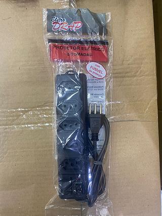 extencao com 5 tomada com fusivel fio 80cm