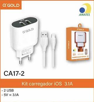 kit carregador iOS 3.1A gold