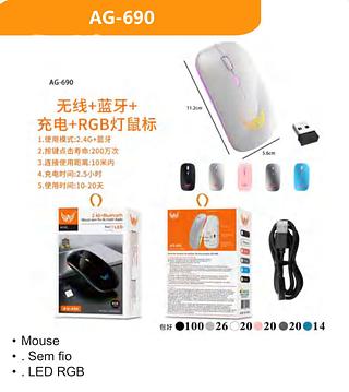 mause sem fio led rgb ( regarrega + bluetooth)