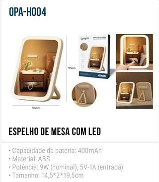 espelho de mesa com led