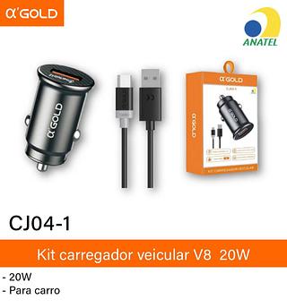 carregador de carro v8 20w gold