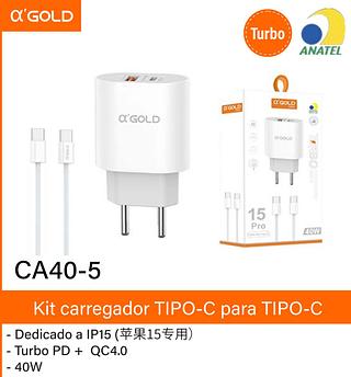 carregador tipo c para tipo c 40w
