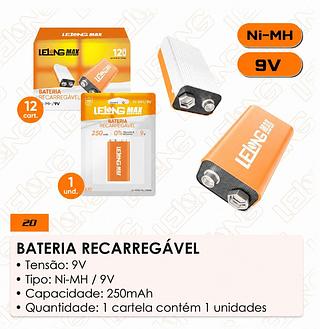 bateria pilha recarregavel 9v