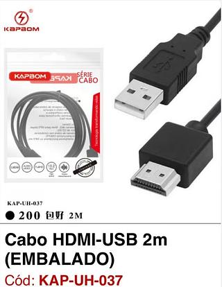 cabo hdmi usb 2m