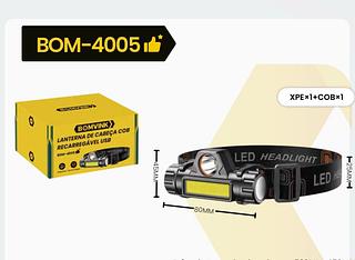 Lanterna de cabeça recarregável