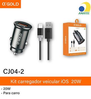 carregador para carro ios 20w gold